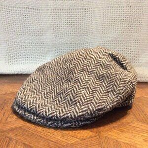 Hanna Hats Donegal Tweed Newsboy Flat Driving Cap Mens Large Ireland Wool